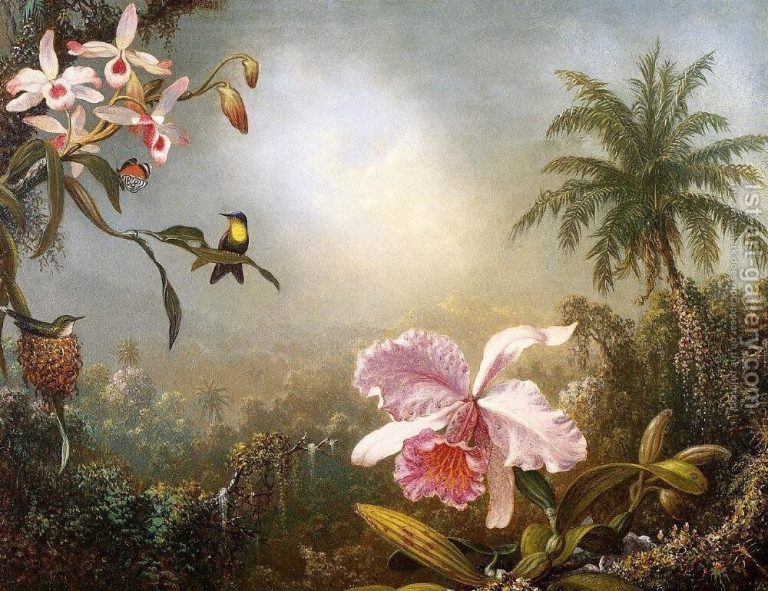 Catleya ,mariposa y colibries